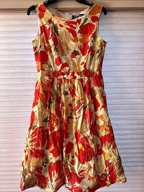 RB collection new york Floral Mini Dress in Red & Beige Size 8
